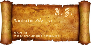 Manheim Zóra névjegykártya